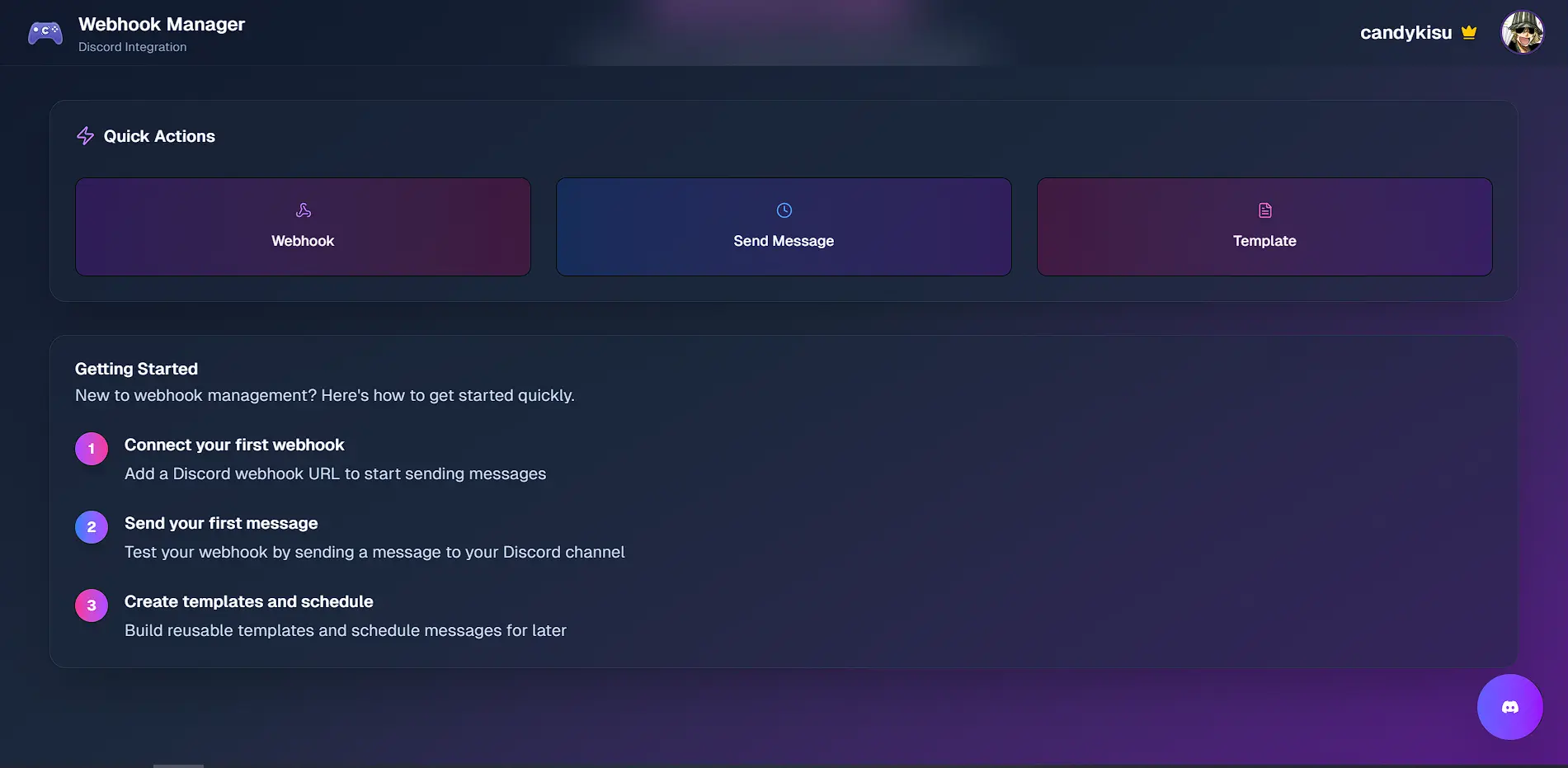 Discord Webhook Manager project - Manage your Discord Webhooks with ease